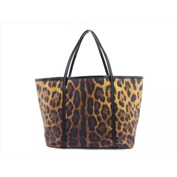🪭🍾🐆Dolce & Gabbana PVC Patent leather Leopard Tote Bag AUTHENTIC Women's - Picture 2 of 10
